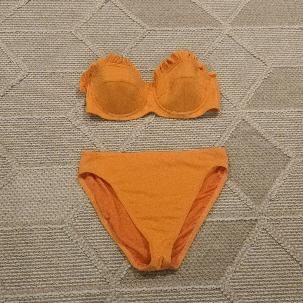 Michael Kors Bikini Bandeau Top and Bottom in Nectarine Size Small